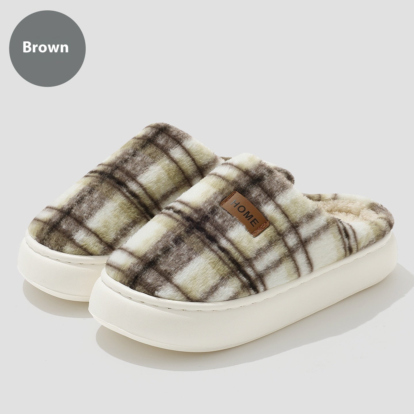 Winterse Comfortabele Gestreepte Warme Pantoffels met Anitslip voor Dames