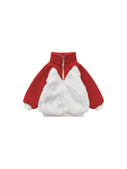 Twee Kleuren Fluwelen Dikke Vest met Rits voor Meisjes