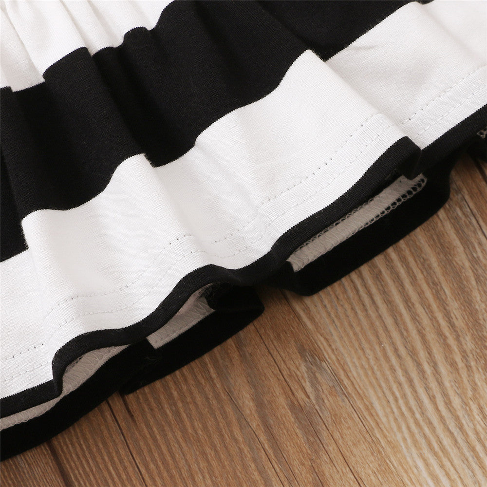 Europese en Amerikaanse Stijl 2-delige Set Gestreepte Tanktop met Strik & Gestreepte Korte Broek voor Baby's/ Peuters