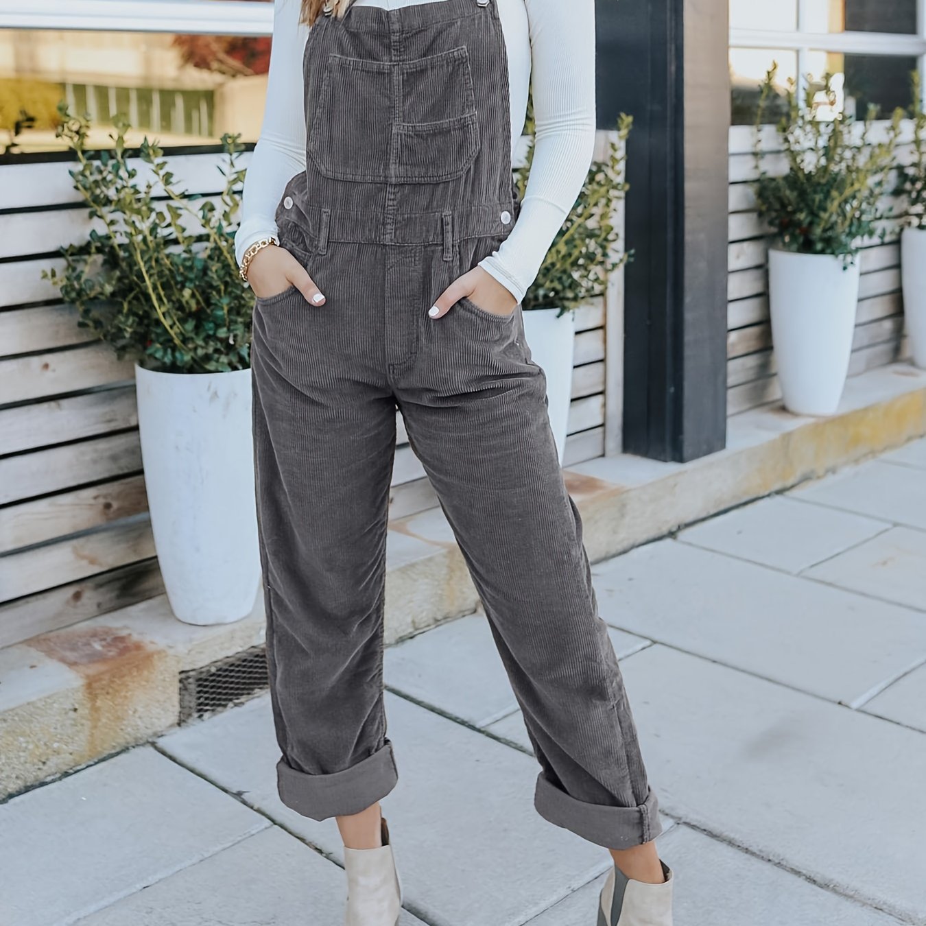 Fashion Klassieke Casual Oversized Denim Overall met Zakken voor Dames & Plus-size