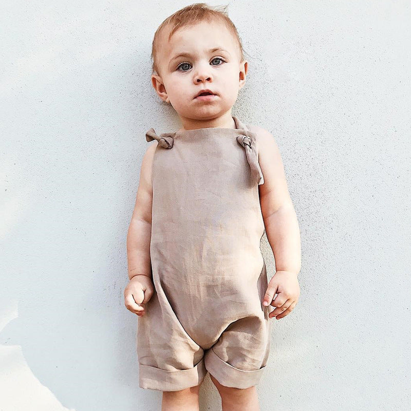 Europa en de Verenigde Staten Stijl Trendy Effen Overalls-Jumpsuit met Bandjes voor Kinderen