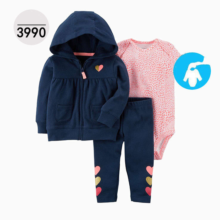 Driedelige Set Vest met / zonder Capuchon, Rompertje & Broek in Europese en Amerikaanse Stijl voor Kinderen