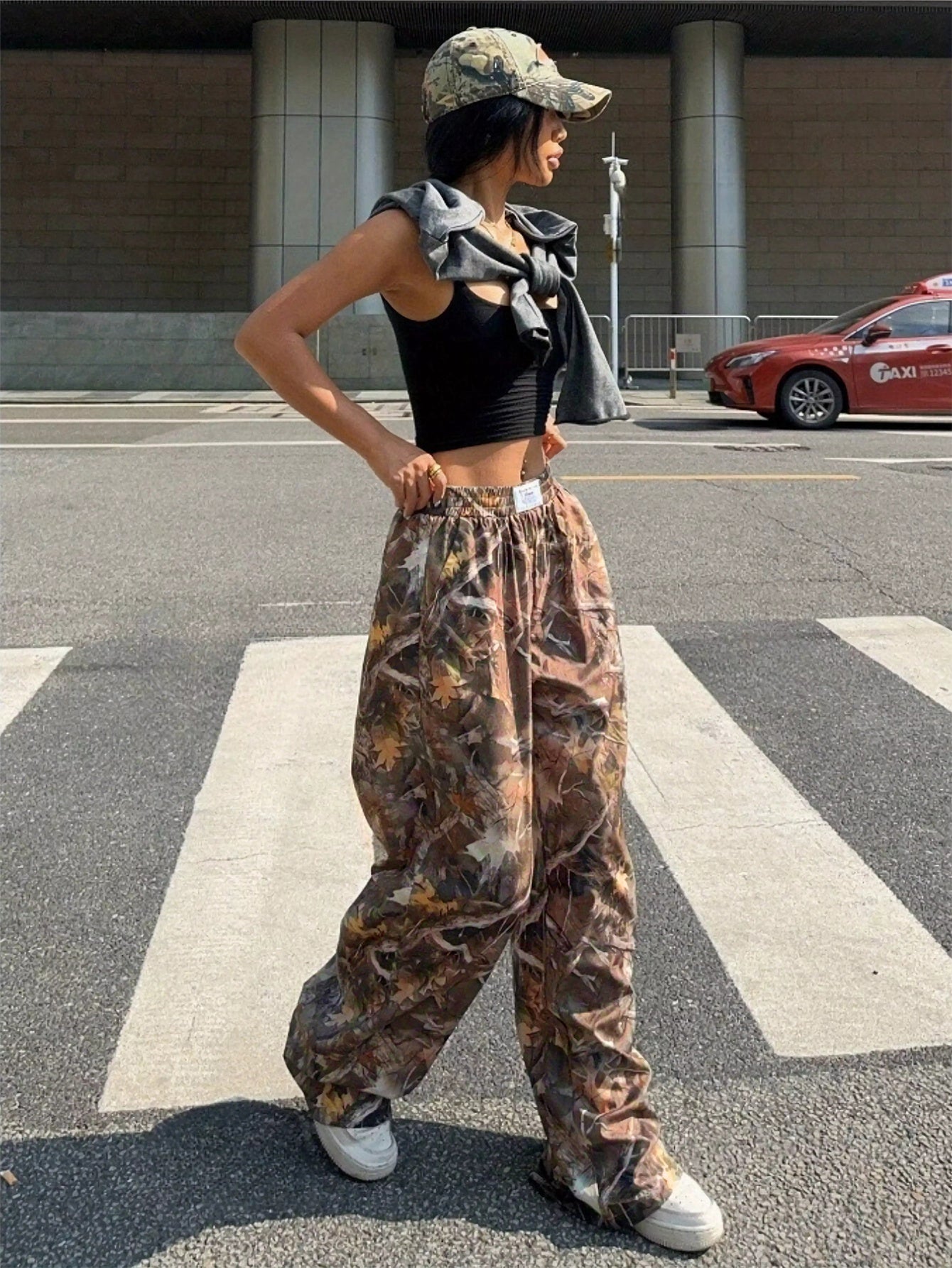 Afslankende casual broek Hiphop Retro Street Multi-pocket camouflage cargobroek voor vrouwen Y2k Hiphop Cargo Grunge baggy broek