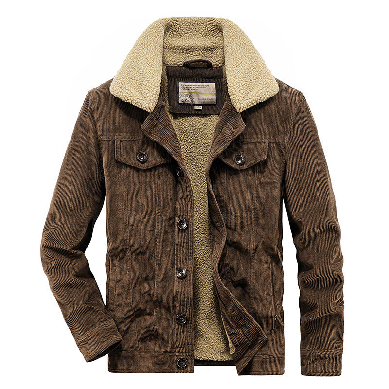 Effen Kleur Winter Corduroy Jacket van Katoen en Knopen voor Heren