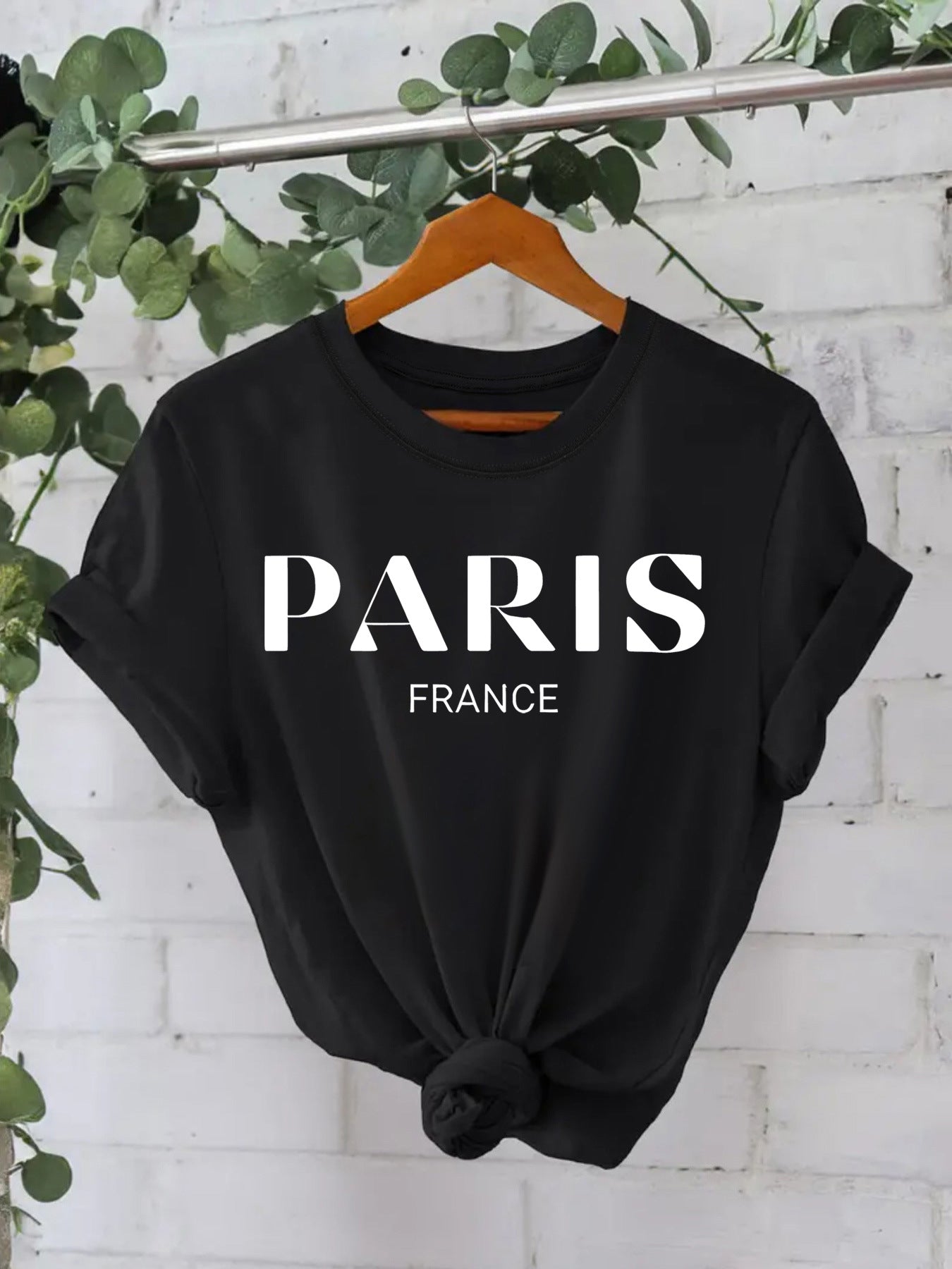 Trendy Stijlvolle Effen Kleur Casual Ronde Hals T-shirt met Letterprint en Korte Mouwen voor Dames/Meiden & Plus-Size