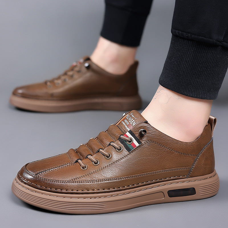 Trendy Veelzijdige Effen Kleur Casual Instap Boardschoenen van Veganistische Leer met Ronde Neus en Zachte Ademende Zool.