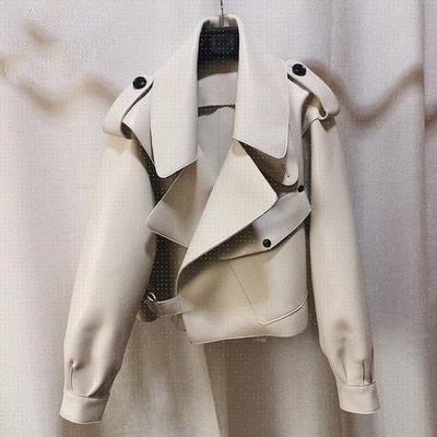 Retro Oversized Cropped Jacket van PU-Leer voor Dames