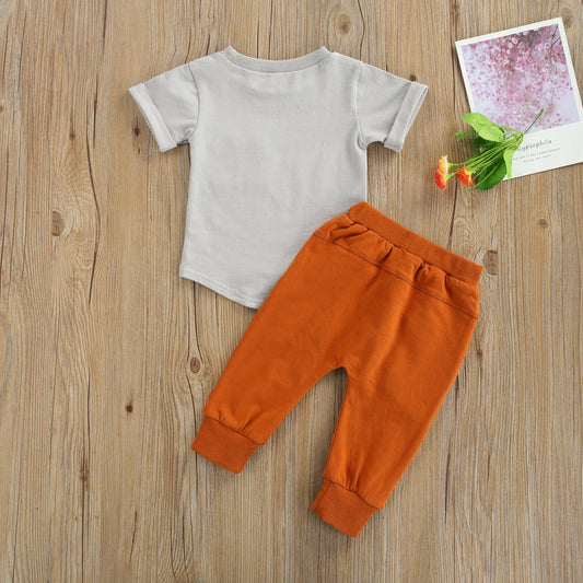 Casual Effen Kleur 2-delige Set T-shirt met Korte Mouwen & Broek voor Baby's/Peuters