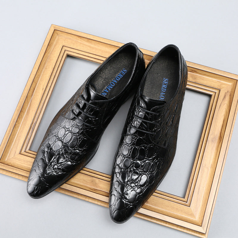 Europese Elegante Zakelijke Derbyschoenen van Echt Leer in Effen Kleur met Krokodillen-patroon voor Heren