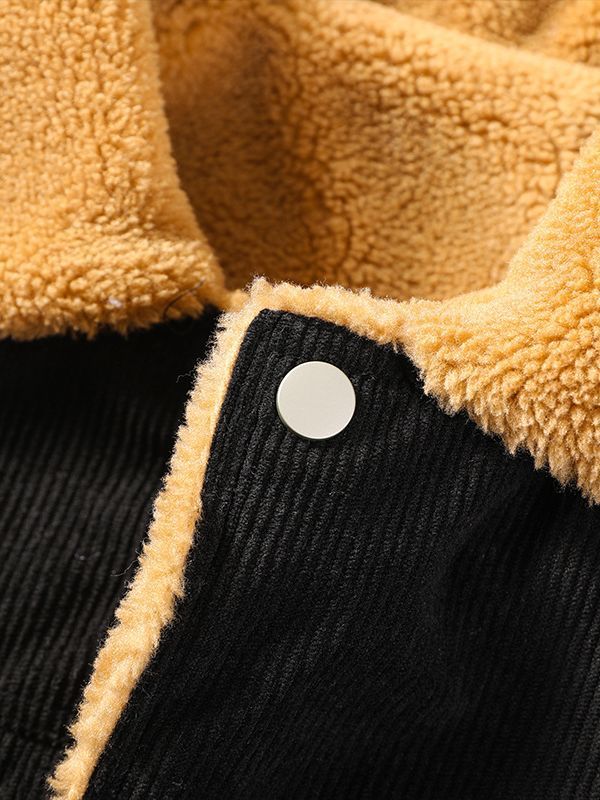 Trendy Corduroy Fleece Gewatteerde Jas met Knoopsluiting voor Heren
