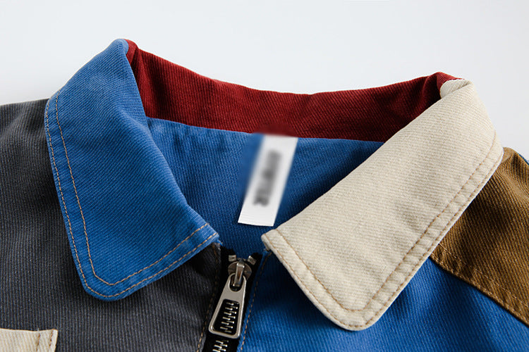 Retro Casual Losse Multi-pocket Spijkerjacket met Pathwork voor Dames/ Plus-size & Heren