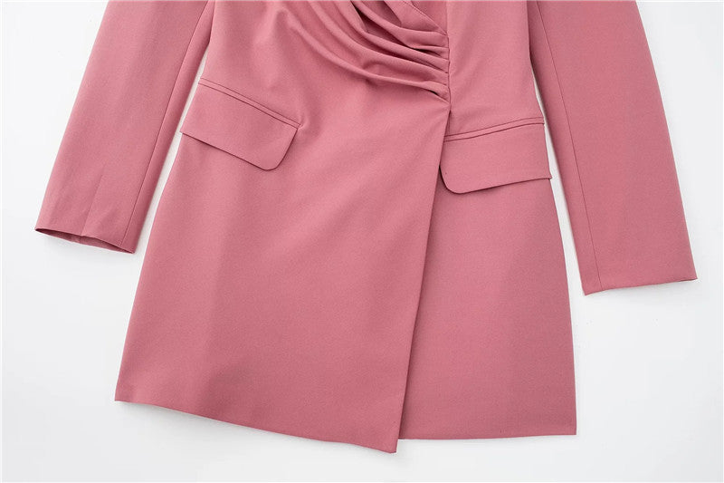 Elegante Grafische Kleur Blazer-Jurk voor Dames