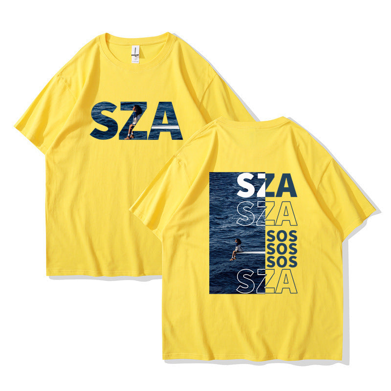 Trendy Eenvoudige Effen Kleur Casual Vintage Ronde Hals T-shirt met Grafische-print en Korte Mouwen voor UInisex