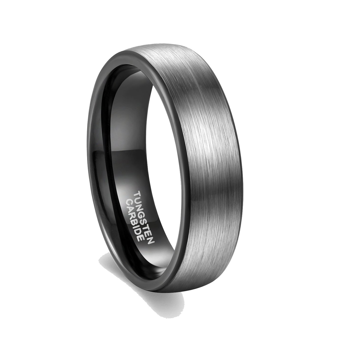 Trendy Moderne Tweekleurige Minimalistisch Metalen Wolfraamcarbide Ring met van 4 mm tot 8 mm voor Unisex