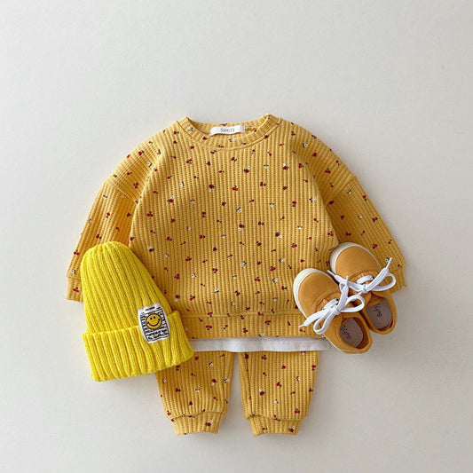 Casual 2delige-set Wafel Sweatshirt & Broek met Fruitprint voor Baby's / Peuters