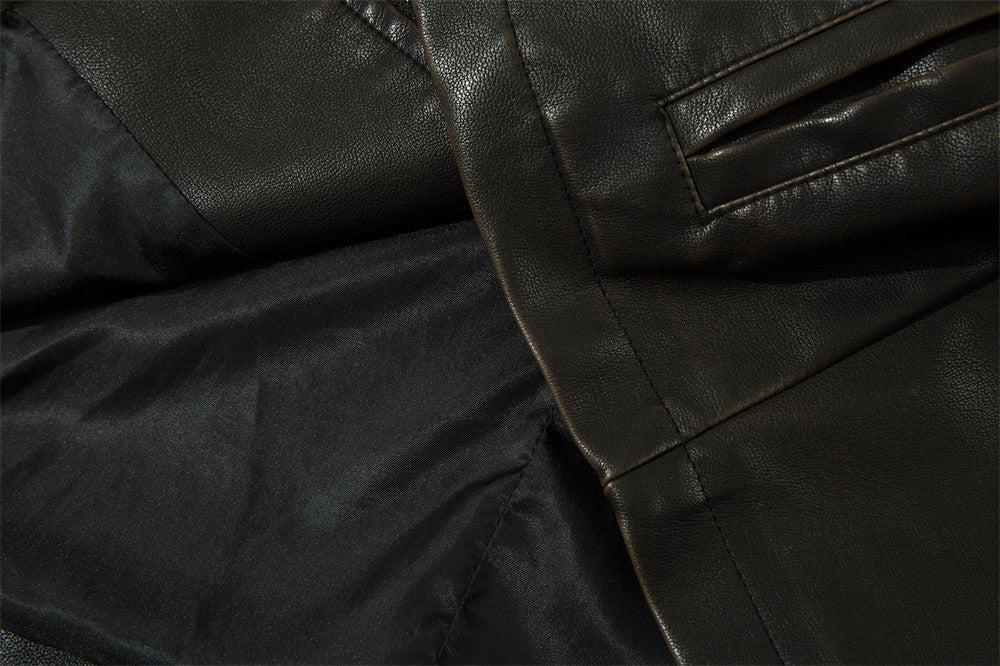 Trendy Effen Losse Jas van PU-Leer voor Heren