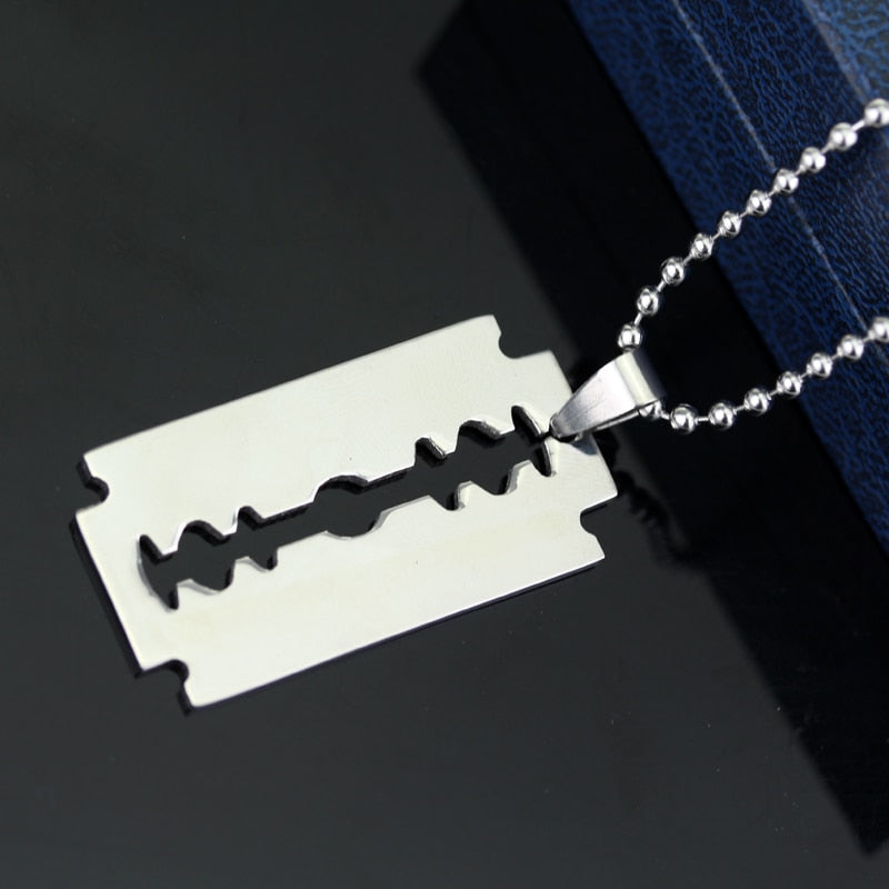 Trendy Modieuze Vergulde Zilverkleurige Roestvrijstalen Halsketting met Scheermesje Hanger voor Unisex