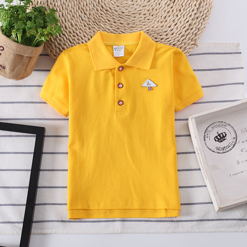 Europese Designer Ontwerp Modieze Casual Effen Kleur Poloshirt met Geborduurde Embleem en Korte Mouwen voor Kids & Teenager