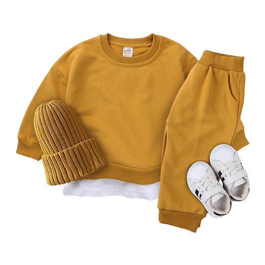 Ins 2-delig Casual Sportpak Effen Kleur Sweatshirt & Broek voor Peuters/Kinderen