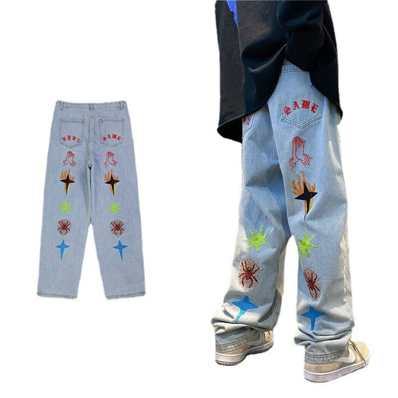 American Designer Style Retro Jeans met Patroon voor Heren/ Jongens