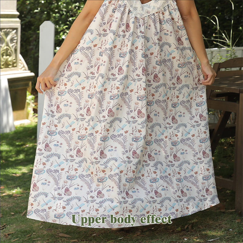 Casual Bloemenprint Maxi-jurk met Spaghetti-bandjes en V-hals voor Dames & Plus-size