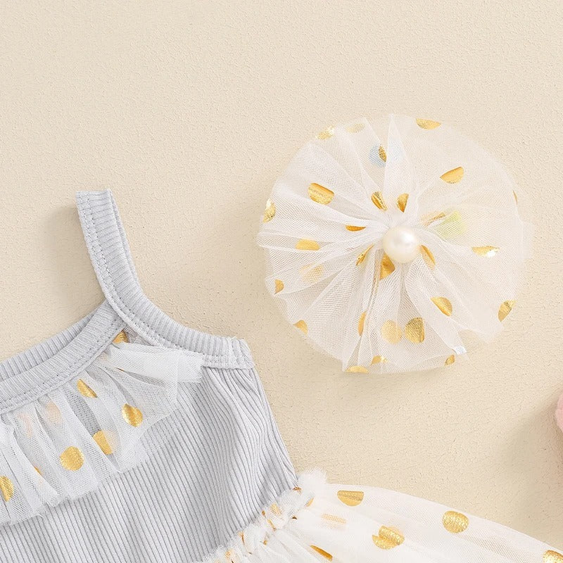 Meisjesjurken Casual Halter Mesh met Hoofdbloem