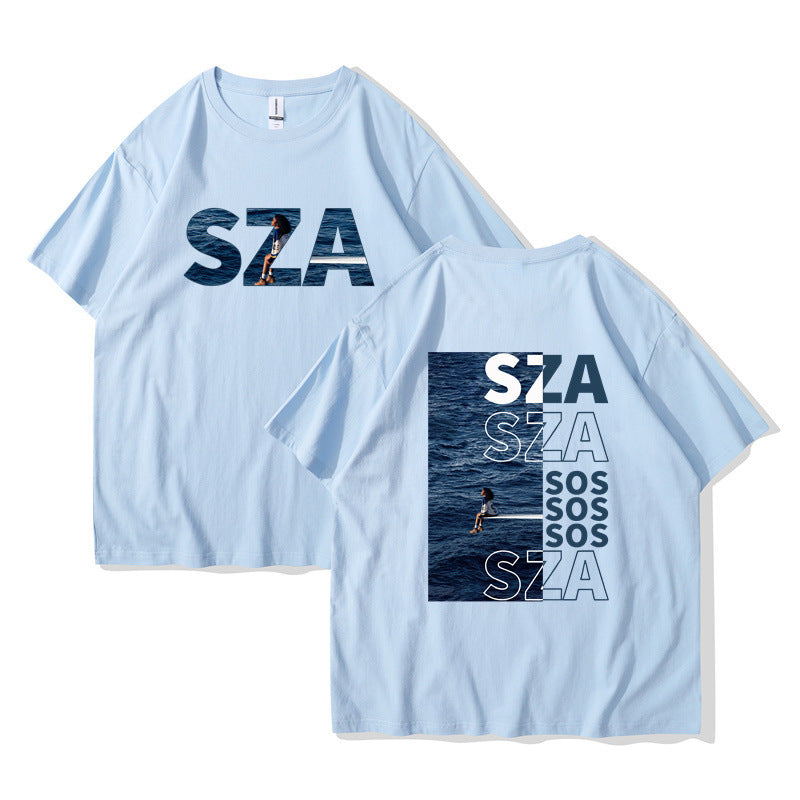 Trendy Eenvoudige Effen Kleur Casual Vintage Ronde Hals T-shirt met Grafische-print en Korte Mouwen voor UInisex