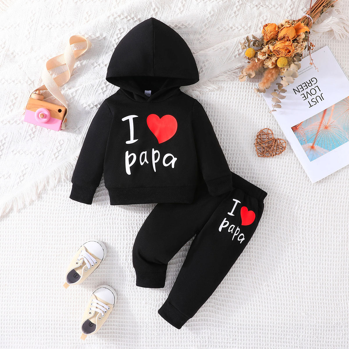 Tweedelige Outfit voor Meisjes Hoodie met Bedrukt Love Letter & Broek voor Baby's/ Peuters