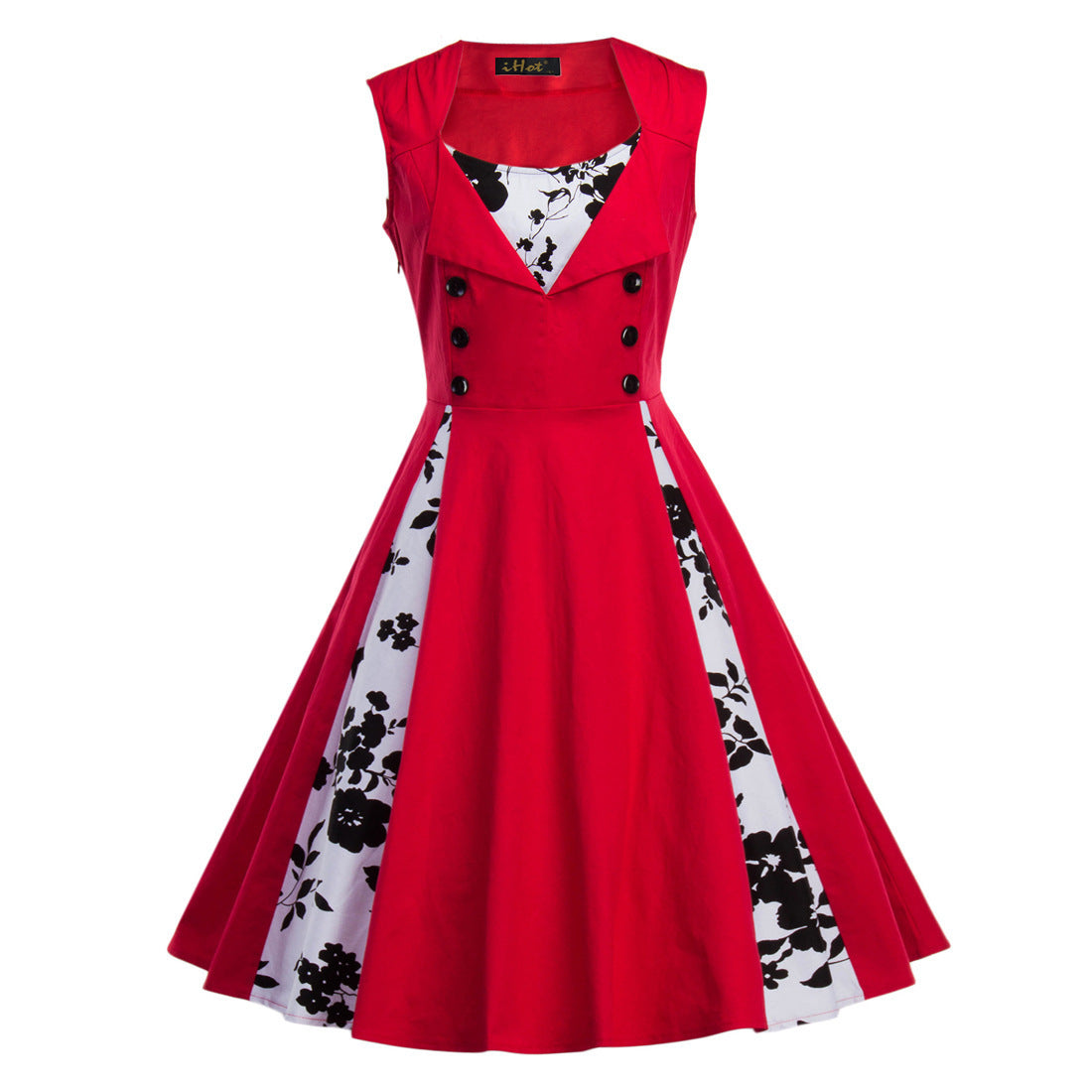 Hepburn Style Retro Elegante Cocktailjurk met Bedrukte Patroon voor Dames & Plus-size