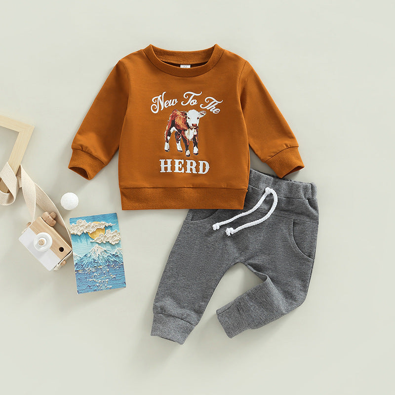 Sweatshirt met Dierenprint & Broek voor Jongens 2-delige Outfit
