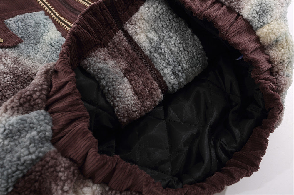 Casual Fashion Corduroy Fleece Jacket van Lamswol met Rits voor Heren