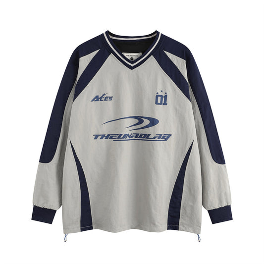 Amerikaanse Retro Contrasterende Letterprint V-hals Trui voor Heren & Jongens