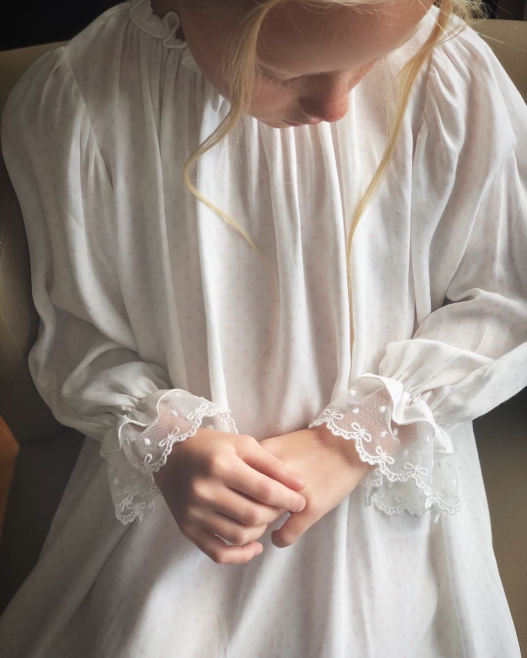 Europees en Amerikaans Stijl Schattige Meisjes Nachtjurk van Polka Dot & Kant