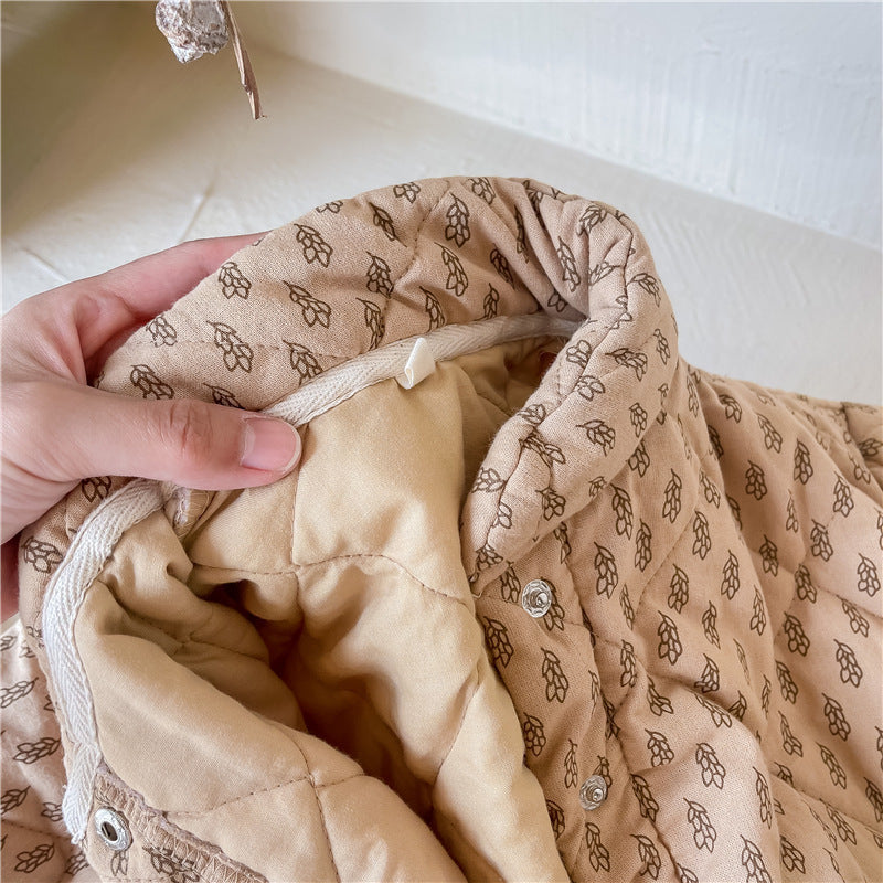 Casual Katoenen Winterjas met Bladeren voor Kinderen