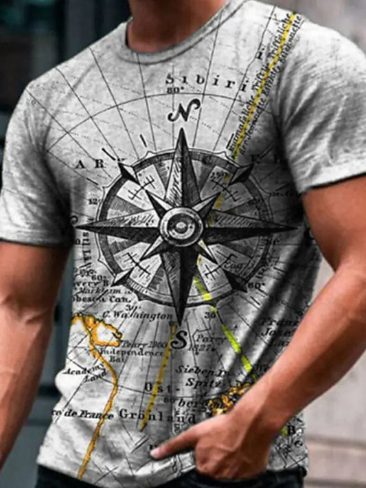 Europese Trendy Casual 3D-Bedrukte Ronde Hals T-shirt met Korte Mouwen voor Heren & Jongens