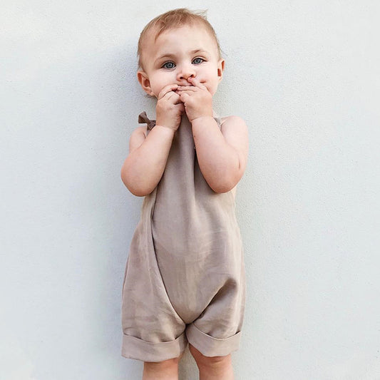 Europa en de Verenigde Staten Stijl Trendy Effen Overalls-Jumpsuit met Bandjes voor Kinderen