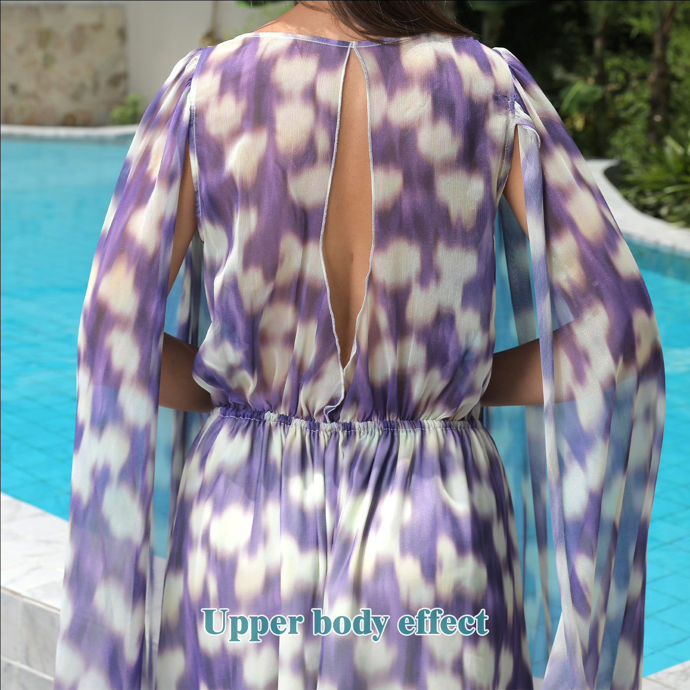 Elegante Stijlvolle Diepe V-hals Bloemenprint Maxi-jurk met Doorzichtige Mouwen voor Dames & Plus-size