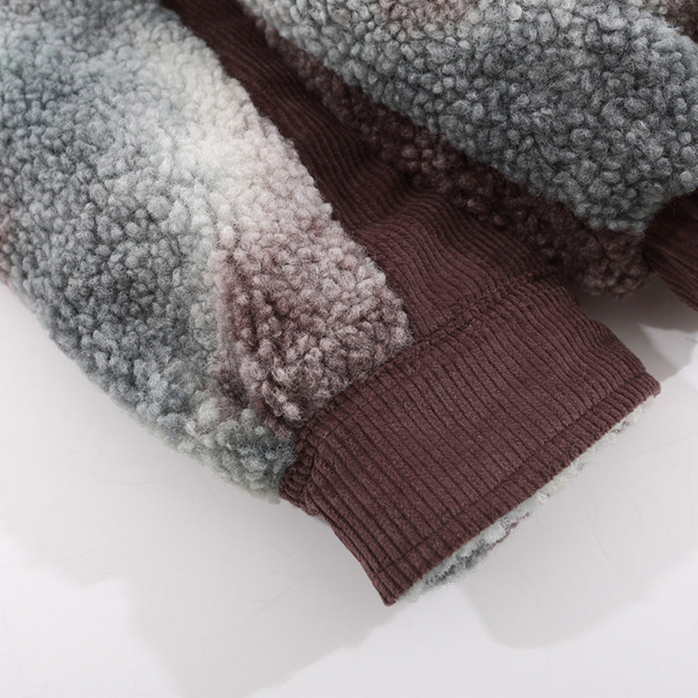 Casual Fashion Corduroy Fleece Jacket van Lamswol met Rits voor Heren