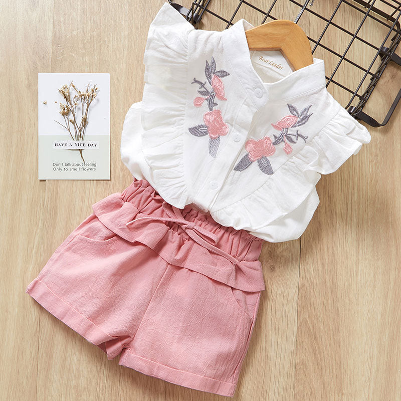 Tweedelig Set voor Meisjes T-shirt met Korte Mouwen & Shorts