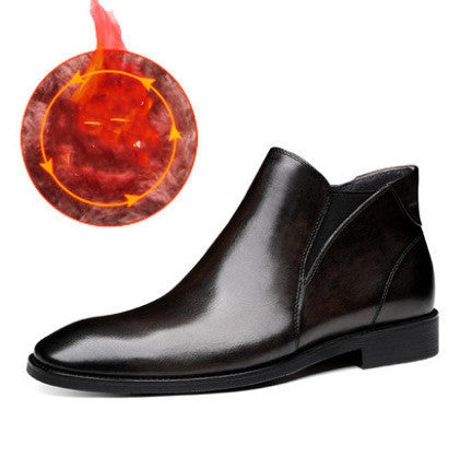 Europese Stijlvolle Designer Casual/Business Elegante Effen Kleur met/zonder Fluweel Puntige Chelsea Boots van Echt Leer met Ritssluiting voor Heren