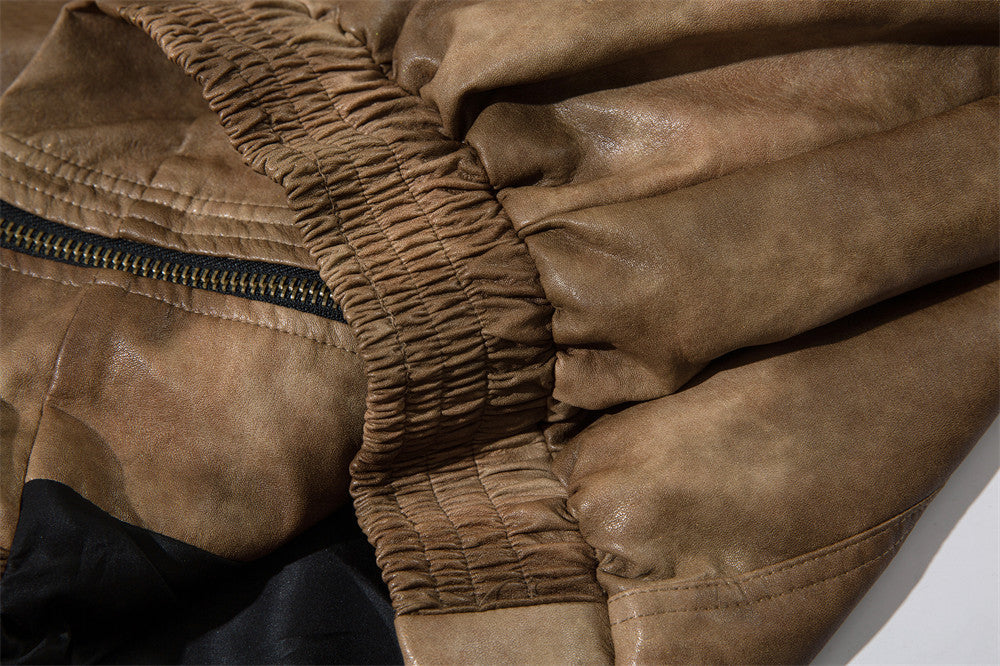 Contrasterende Kleur Jacket van PU-Leer voor Heren & Dames/ Plus-size