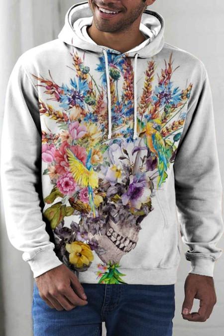 Heren Comfort Polyester Losse Print Hoodie