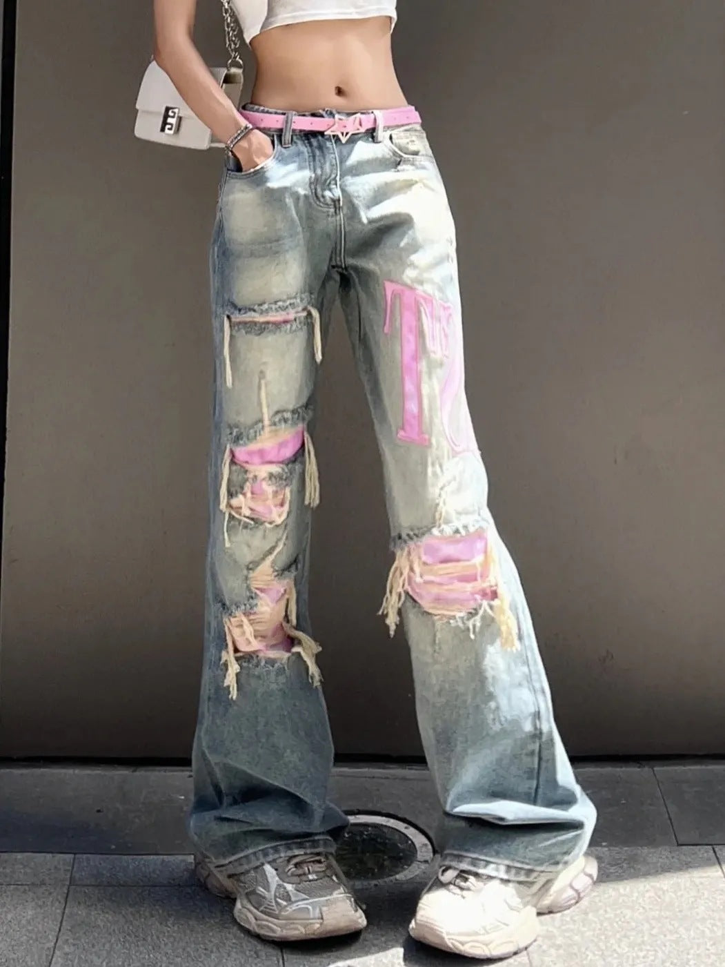 American Stijl Water Washed Hole Jeans voor Dames & Meiden