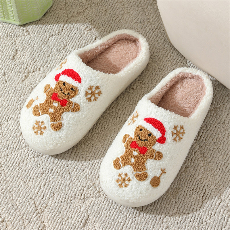 Kerstmis Stijlvolle Winterse Warme Slip on Antislip Fuzzy Kerstpantoffels voor Binnen voor Unisex