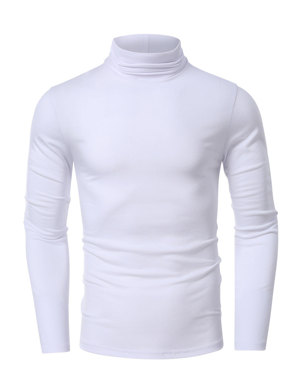 Amerikaanse Casual Elegante Slim-fit Effen Kleur Turtleneck T-shirt met Lange Mouwen voor Heren