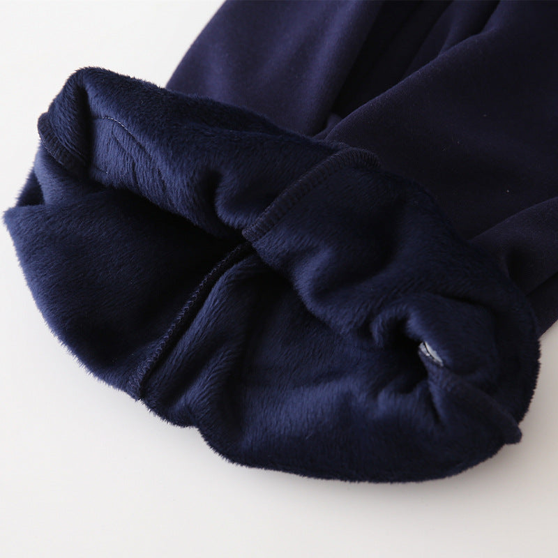 Casual Warme Verdikte Fluwelen Geborduurde Letter Joggingbroek met Achterzak en Trekkoord voor Kinderen