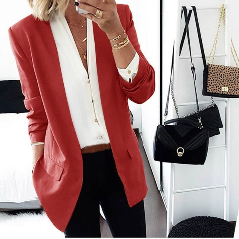 Casual Kleur Slim-Fit Blazer voor Dames & Plus-size