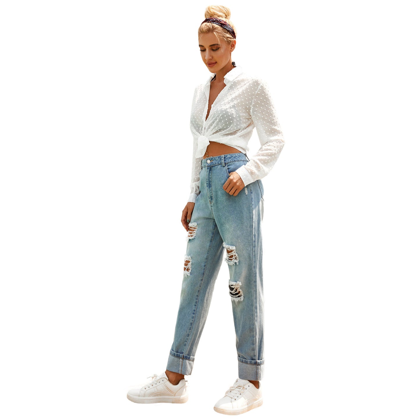 High Waist Ripped Jeans voor Dames & Meisjes
