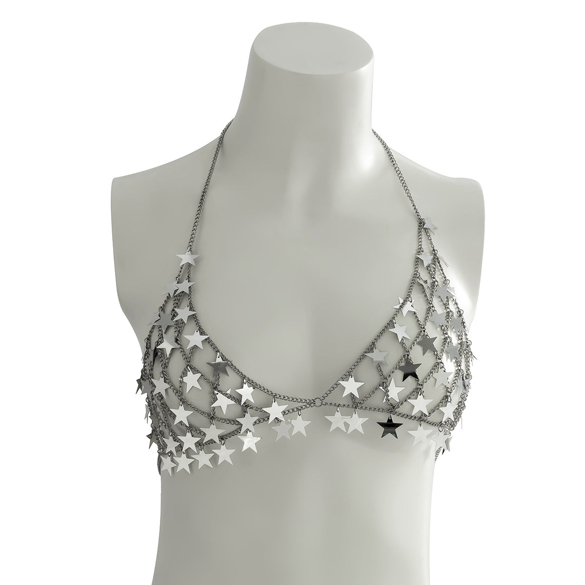 Modieuze Elegante Metalen Handgemaakte Borstketting met Sterren/Munt Pailletten en Kwastjes voor Dames