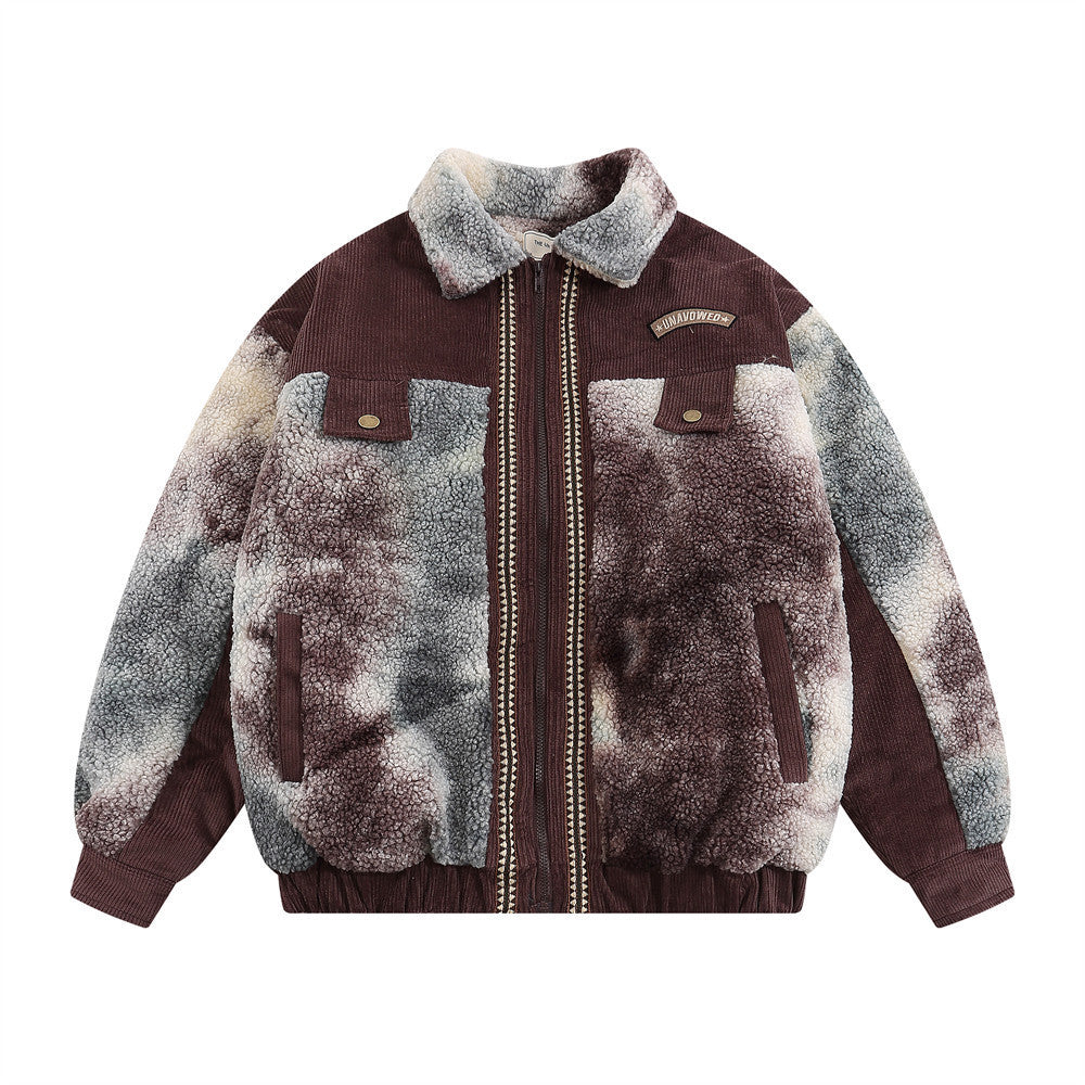 Casual Fashion Corduroy Fleece Jacket van Lamswol met Rits voor Heren